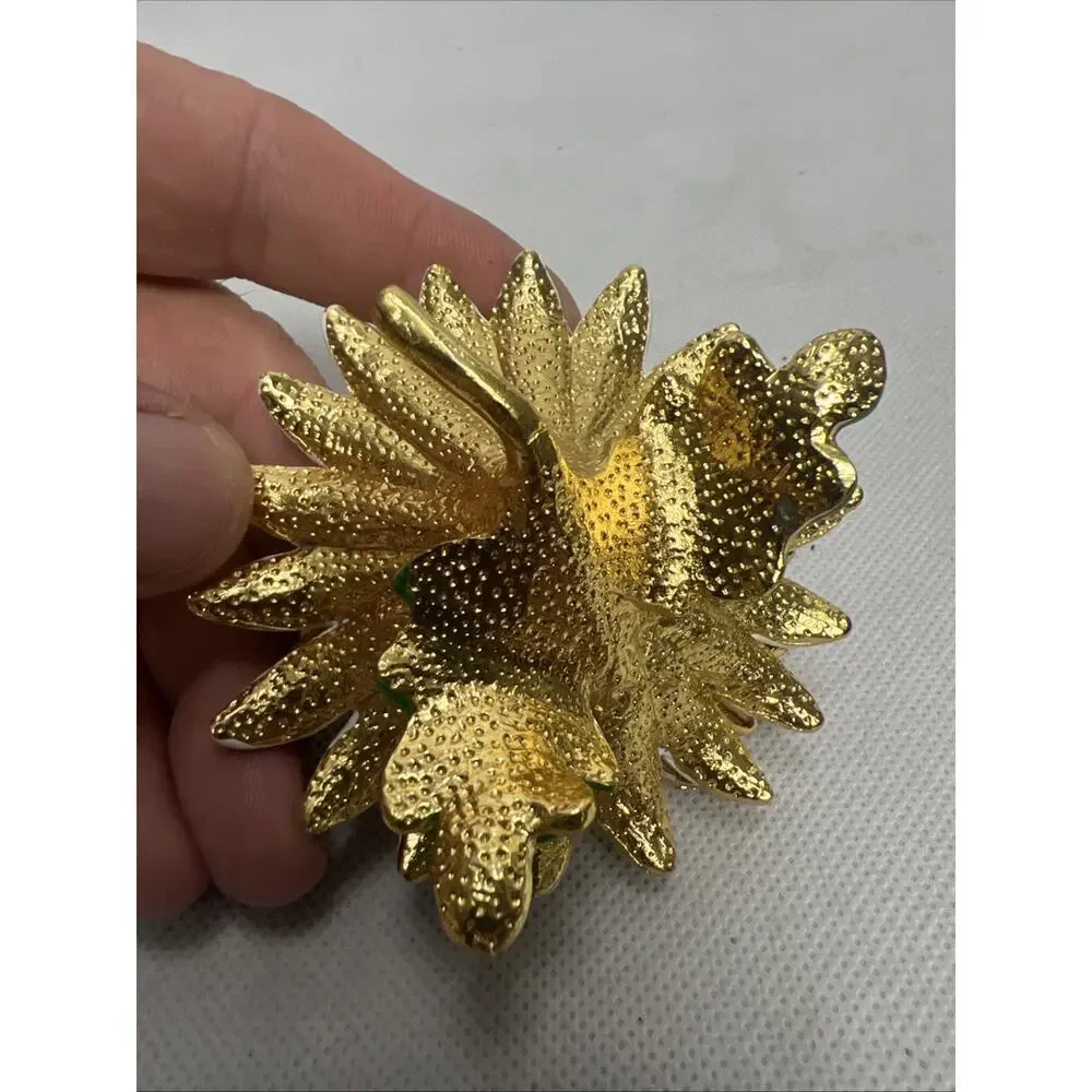 Flower Rhinestones & Gold Trim Jewelry Trinket Box